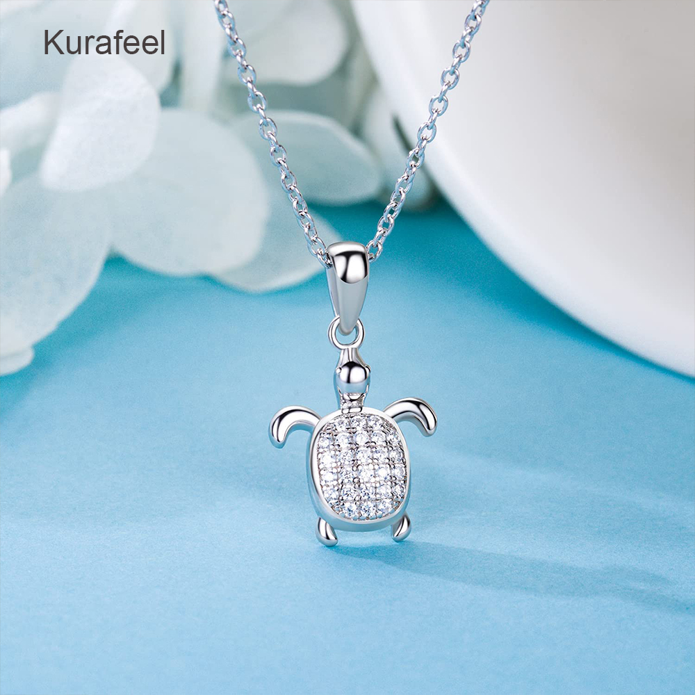 Turtle Shape Zircon 925 Sterling Silver Women Necklace